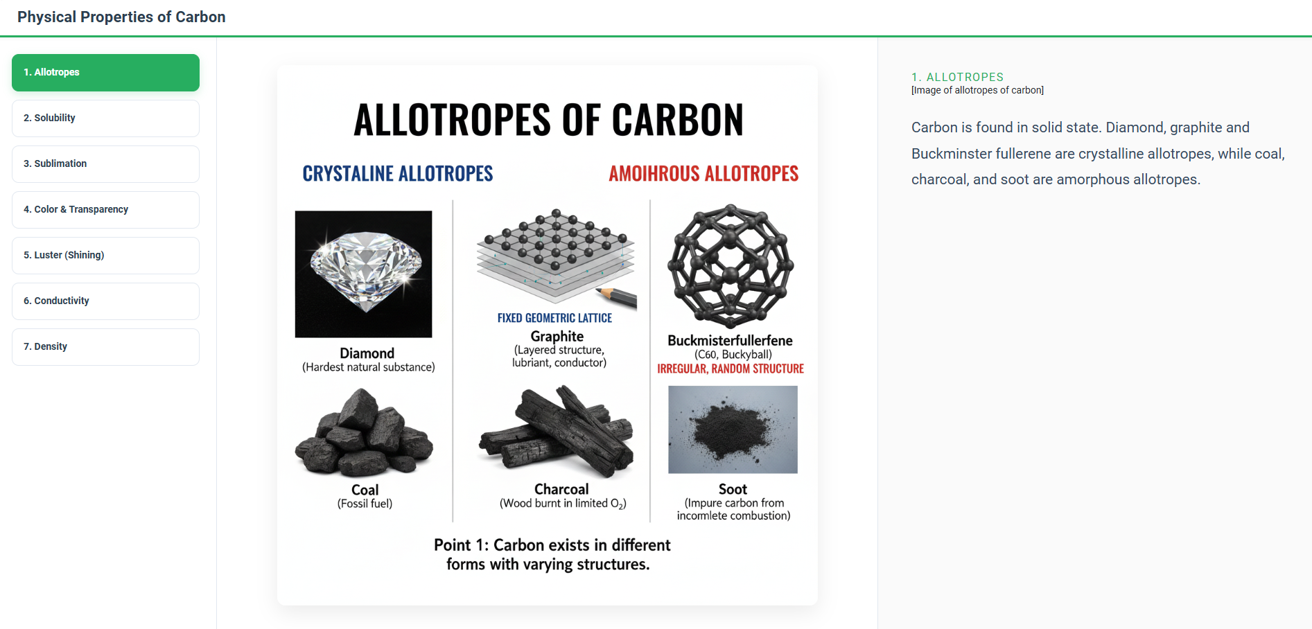 Physical properties of carbon