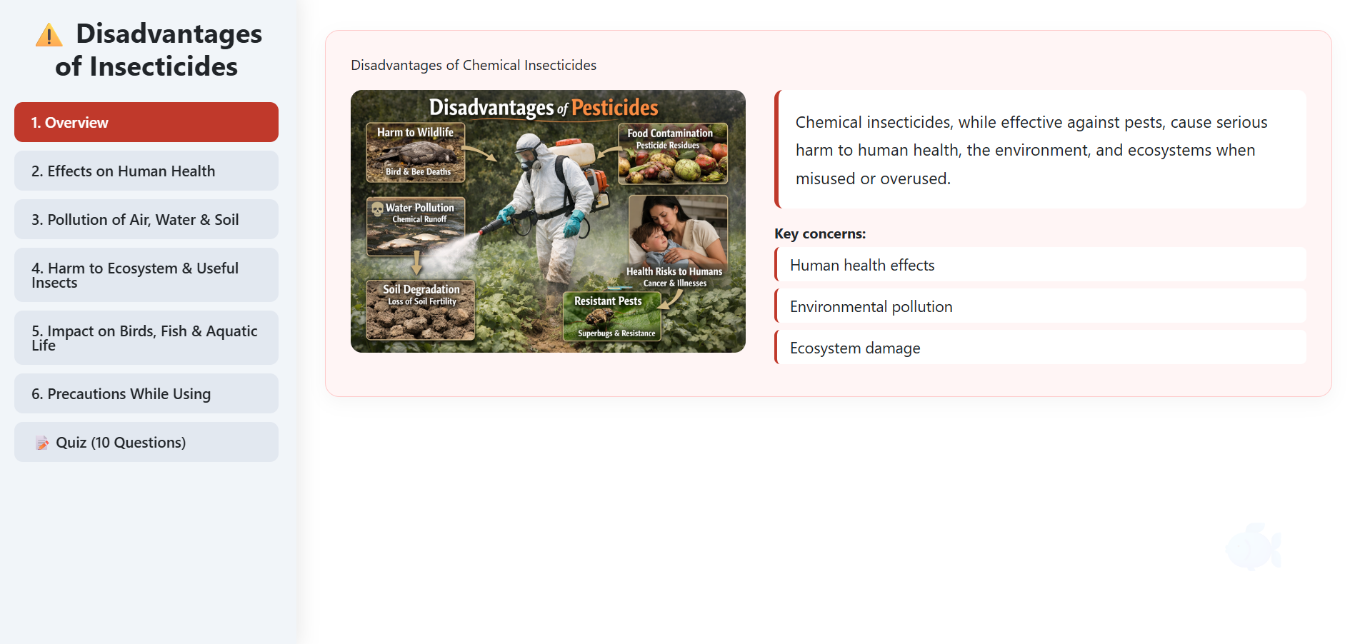 Disadvantages of insecticides