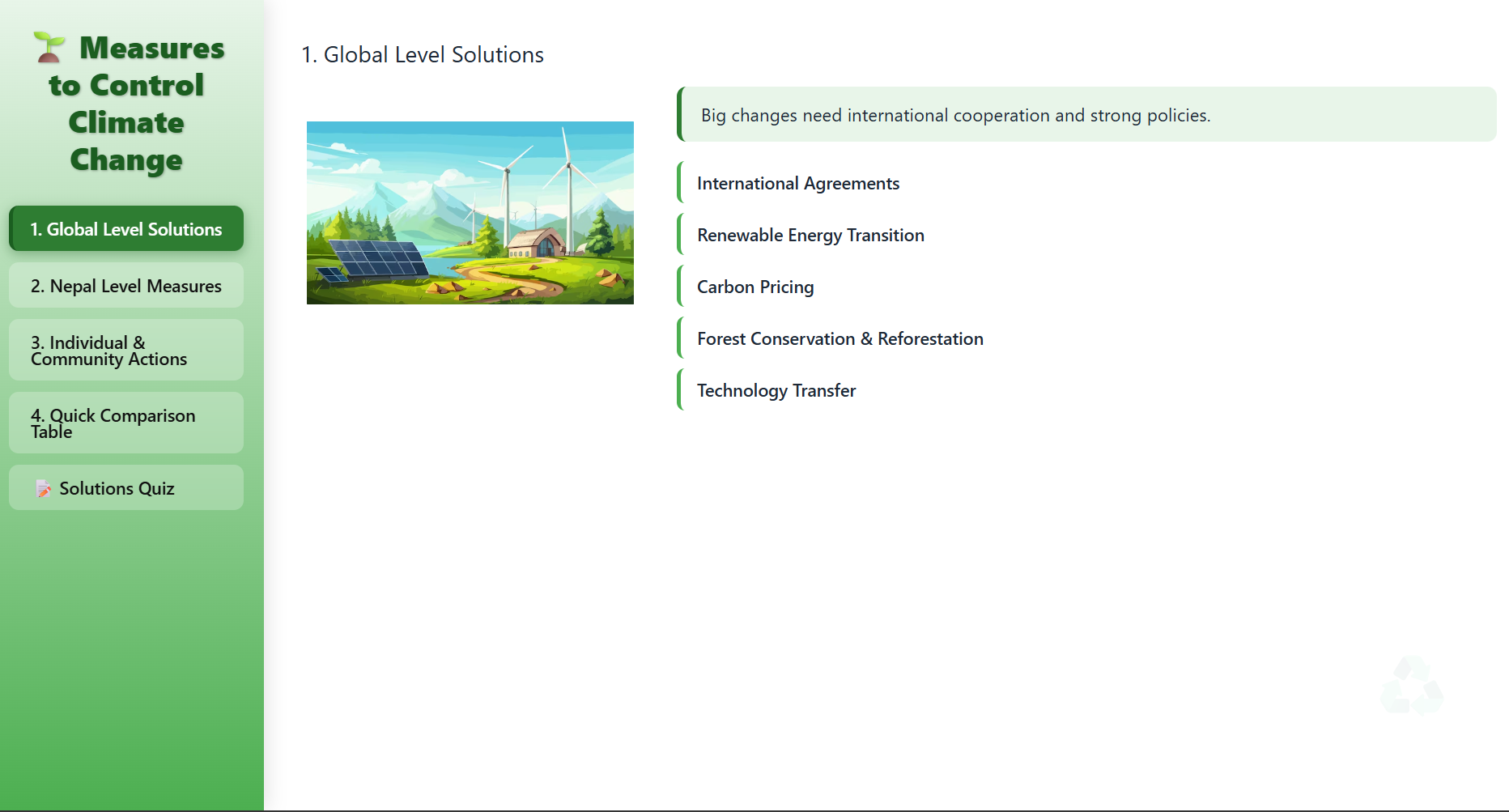 Measures to control climate change