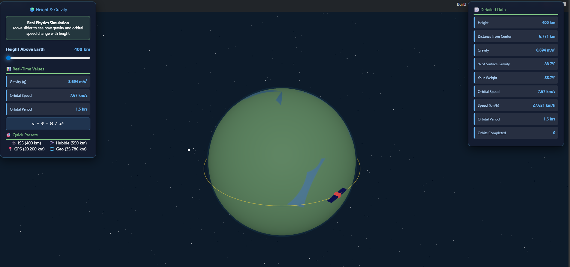 Height and acceleration due to gravity