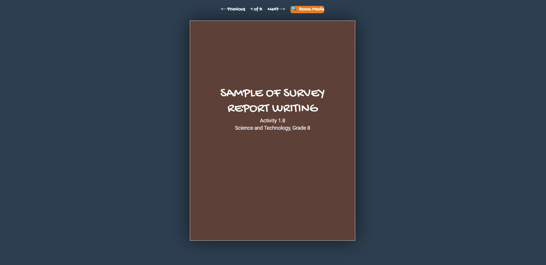 Survey and Report Writing