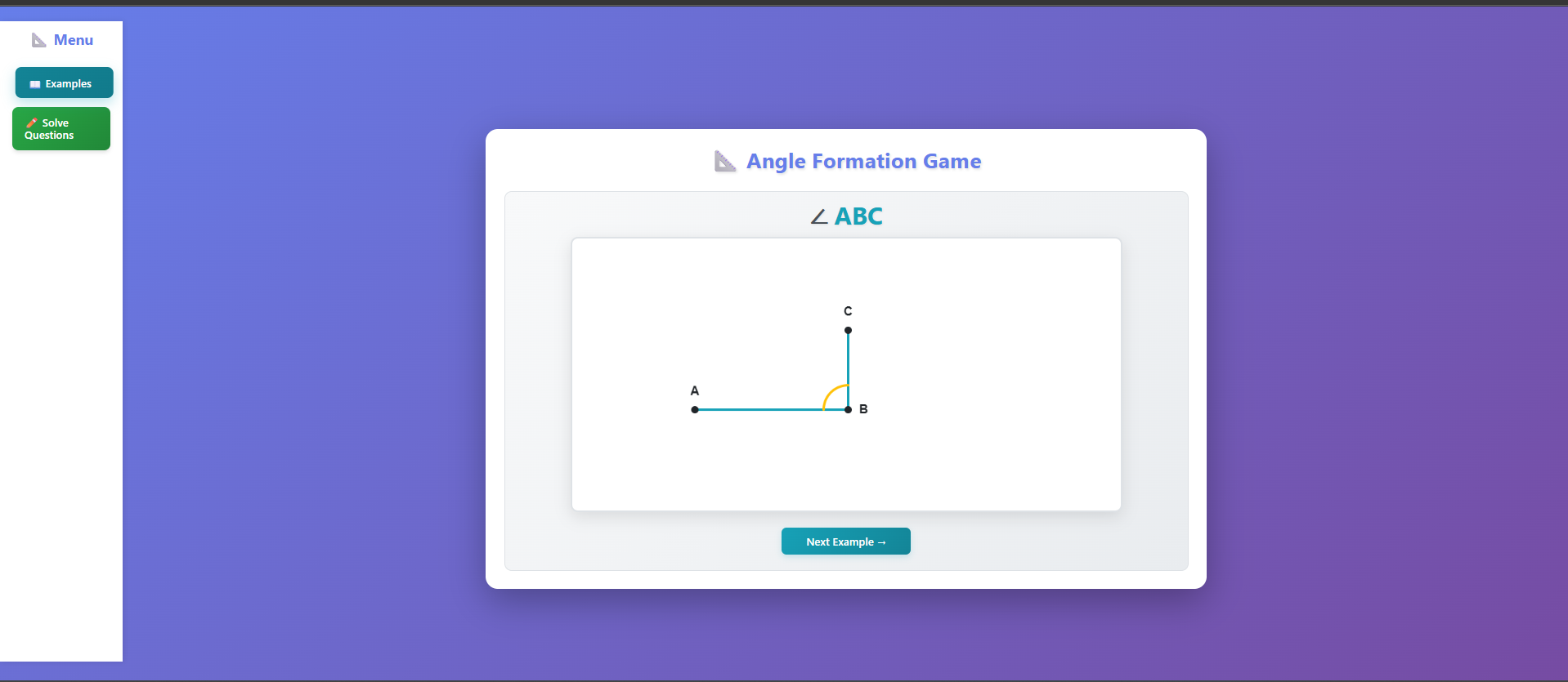 Angle formation by Dot
