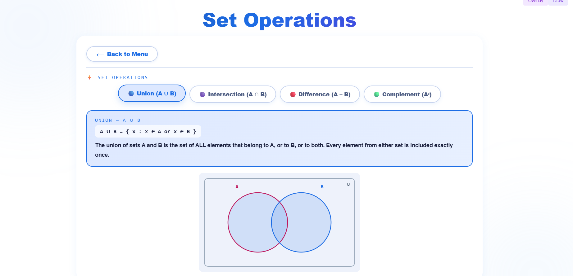 Operation of sets