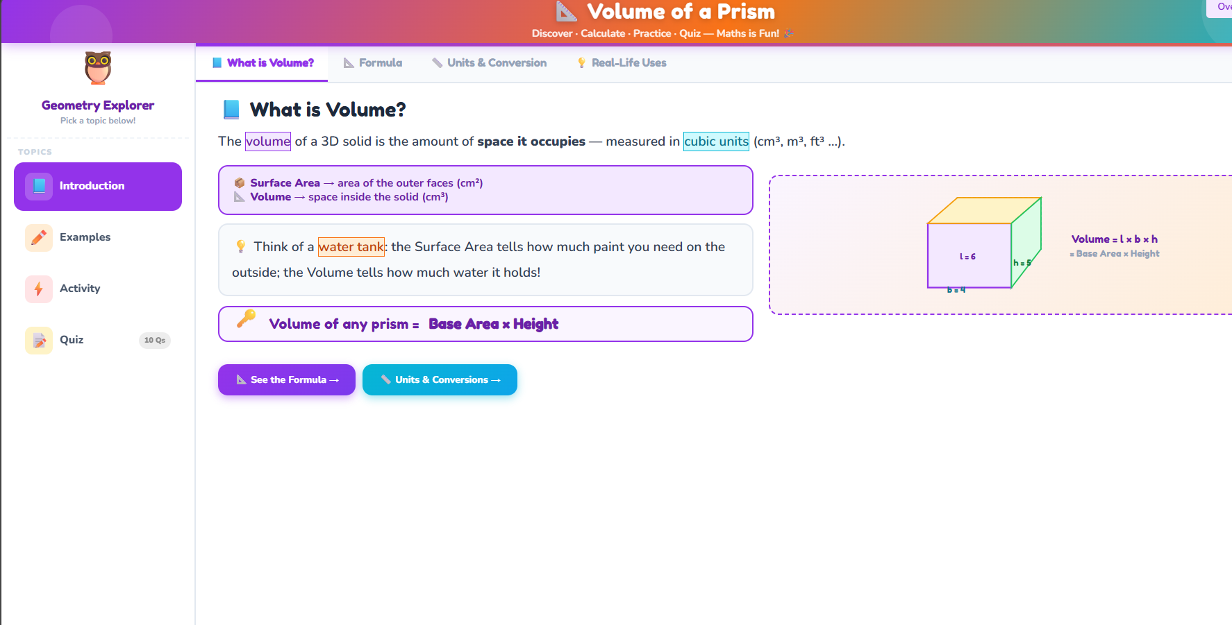 Volume of prism
