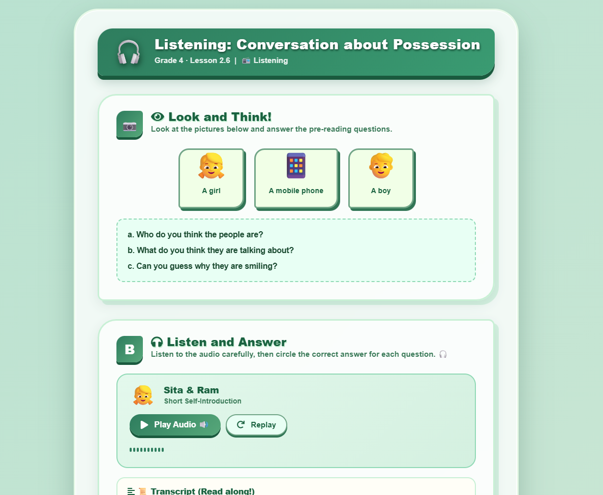 Listening: Conversation about Possession