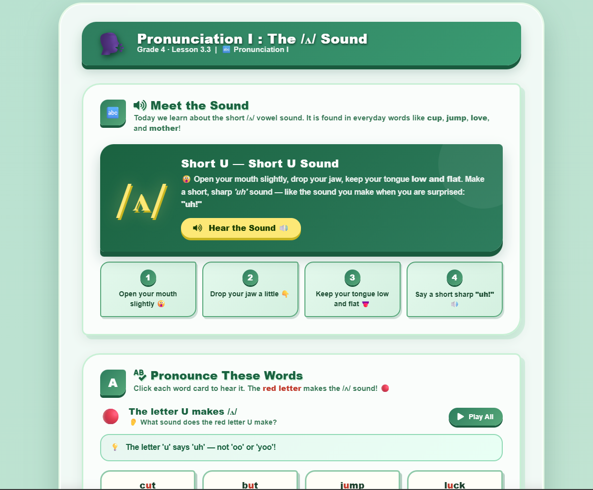 Pronunciation I : vowel sound /ʌ/