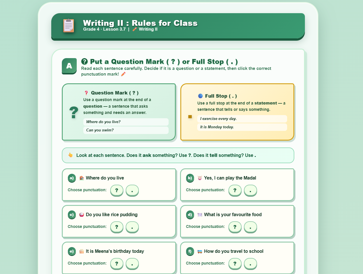 Writing II : rules for class