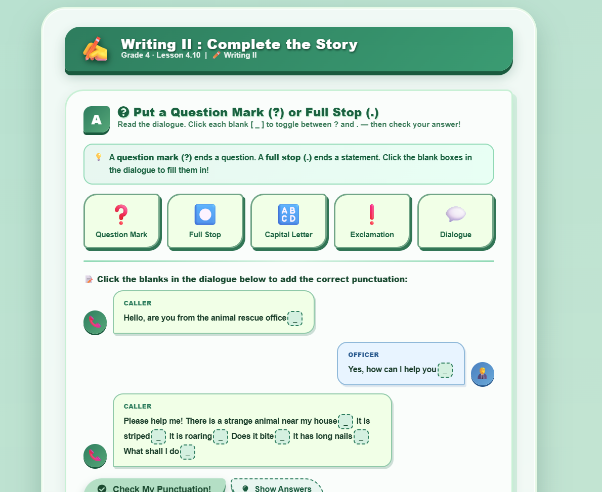 Writing : Complete the story