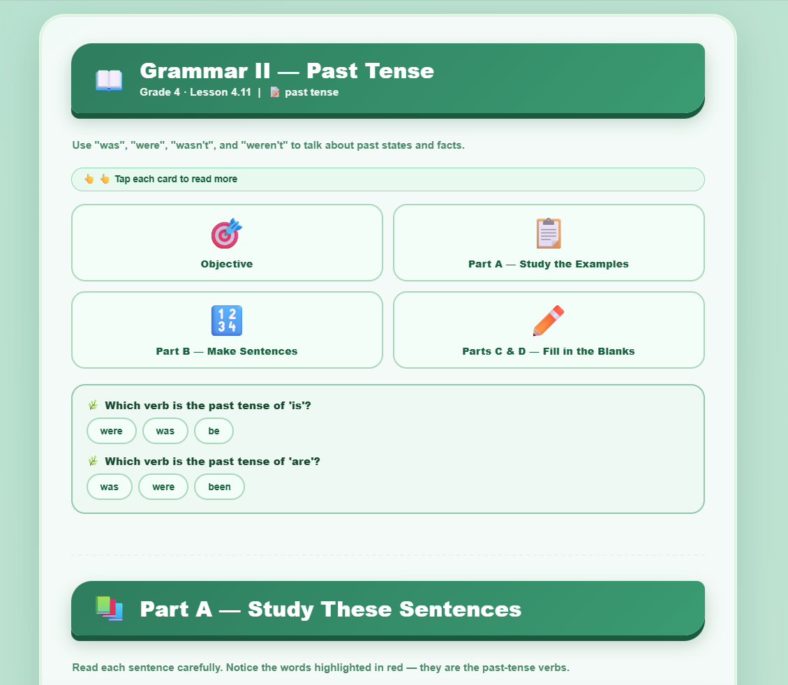 Grammar II : past tense