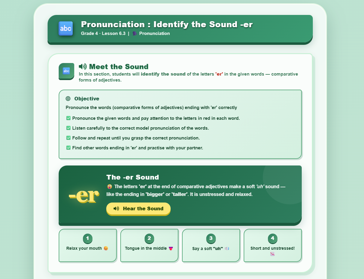 Pronunciation : Identify the sound  -er