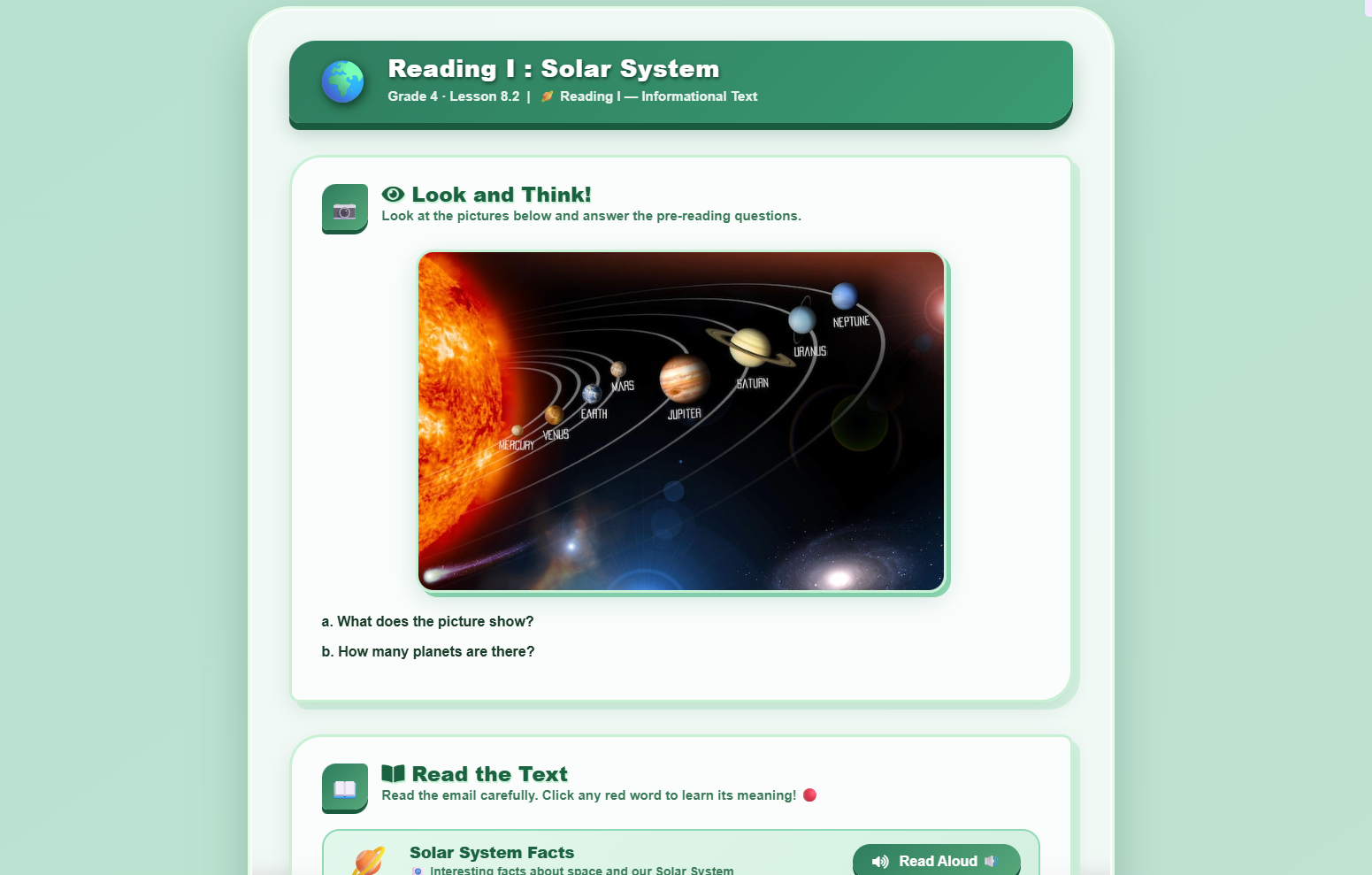 Reading I: Solar System