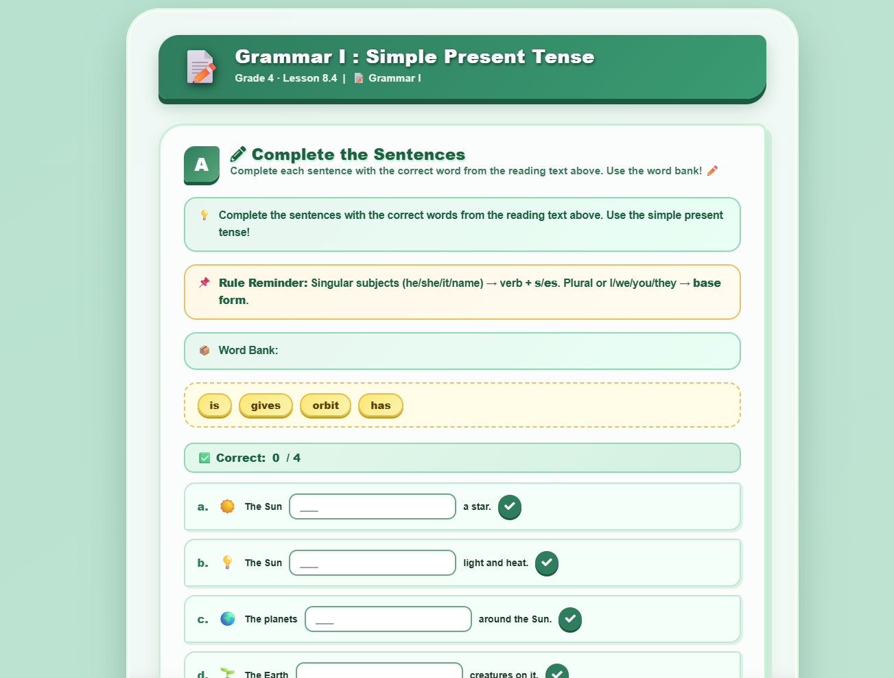 Grammar I: Simple Present Tense