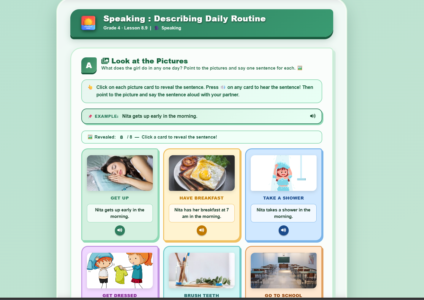 Speaking: Describing Daily routine