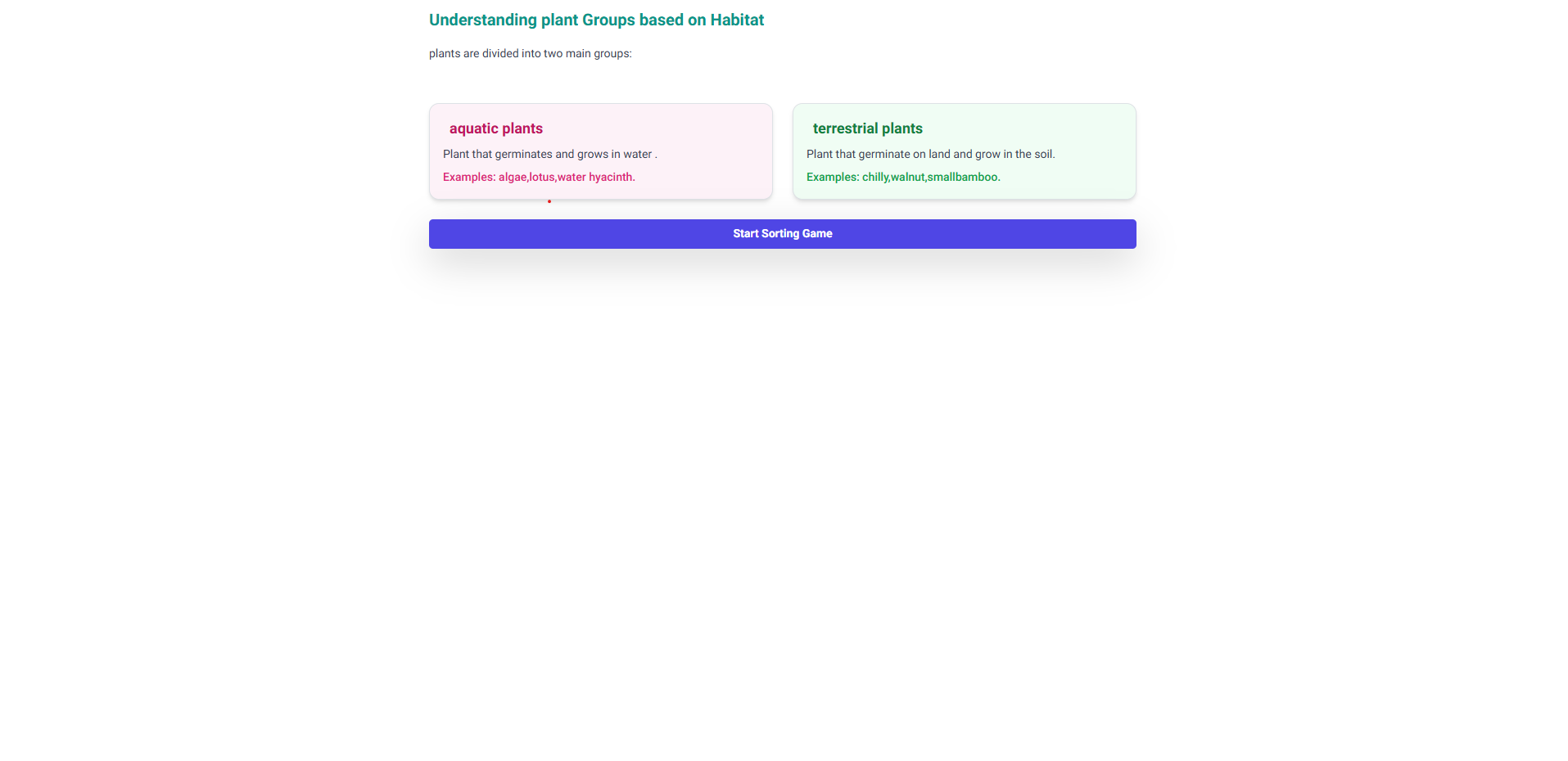 Classification of Plant Based on Habitat