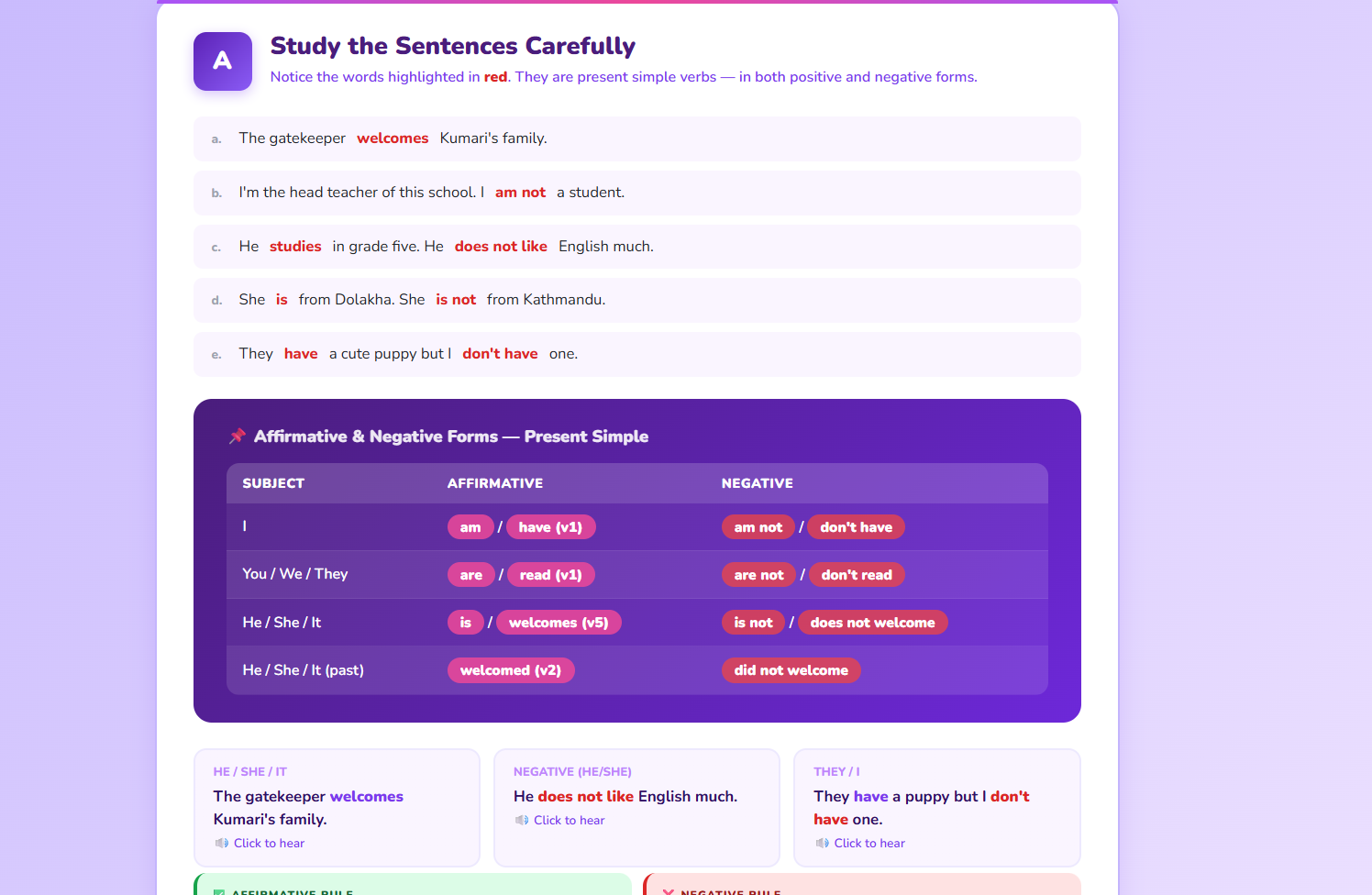 Grammar I: Present simple