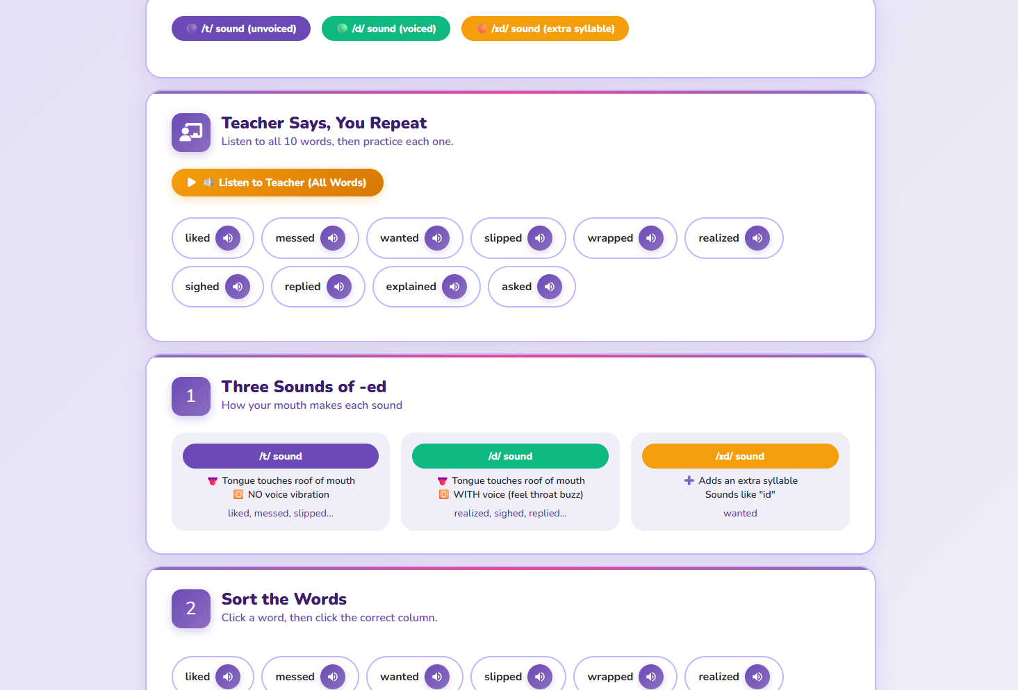 Pronunciation :  /t/ and /d/ sound