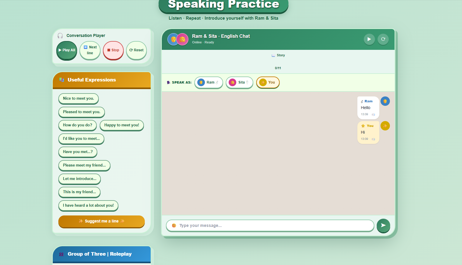 Speaking (introducing others)