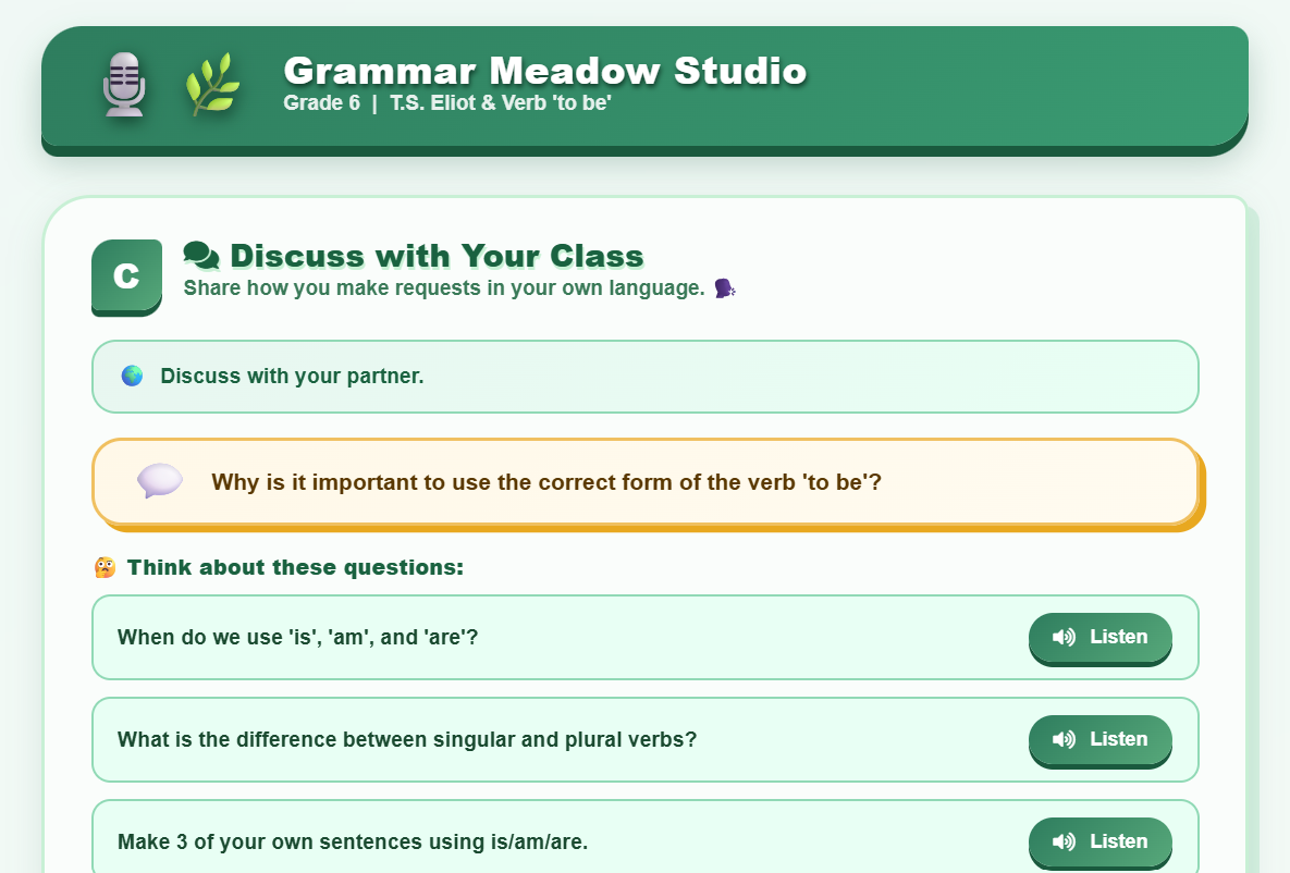 Grammar (present simple 'be')