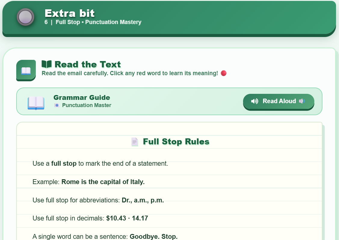 Extra bit : Full stops
