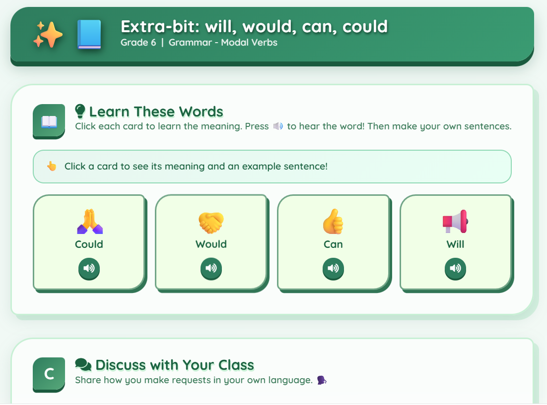 Extra bit : Modals: will, would, can and could