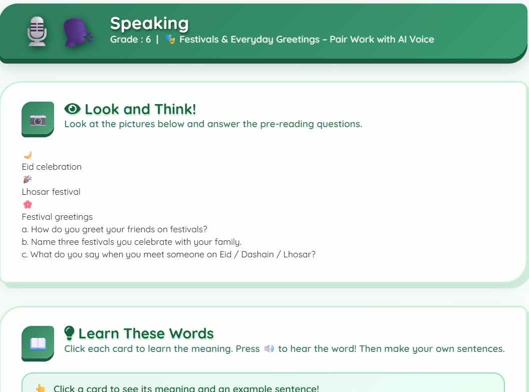 Speaking (expressing good wishes)