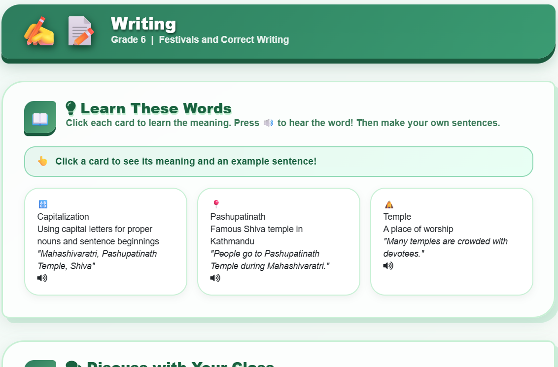 Writing : paragraph about a festival