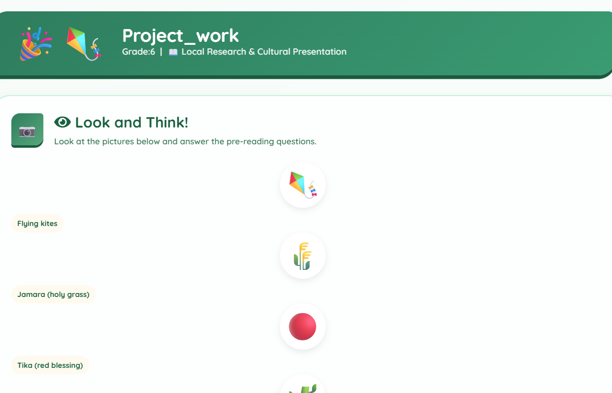 Project work : collecting information about festivals