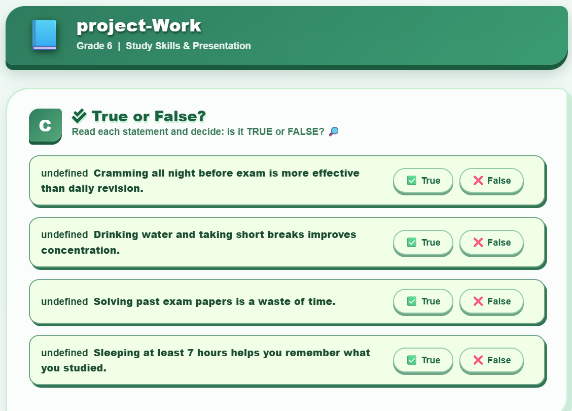 Project work : Making a list of suggestions