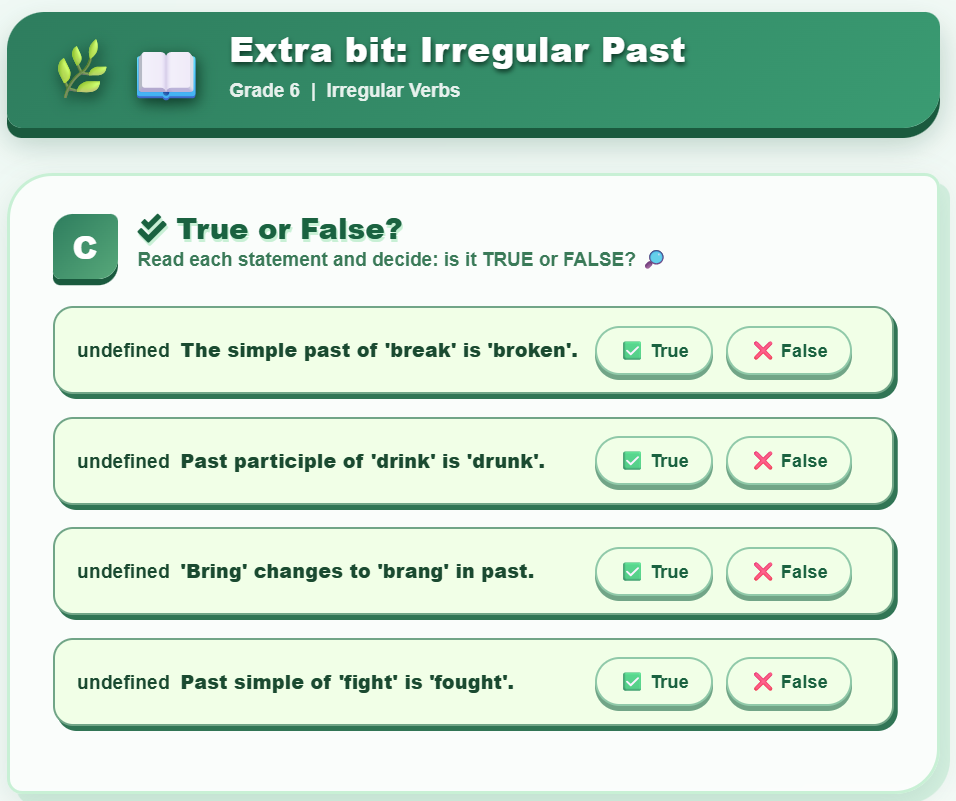 Extra bit : Irregular past