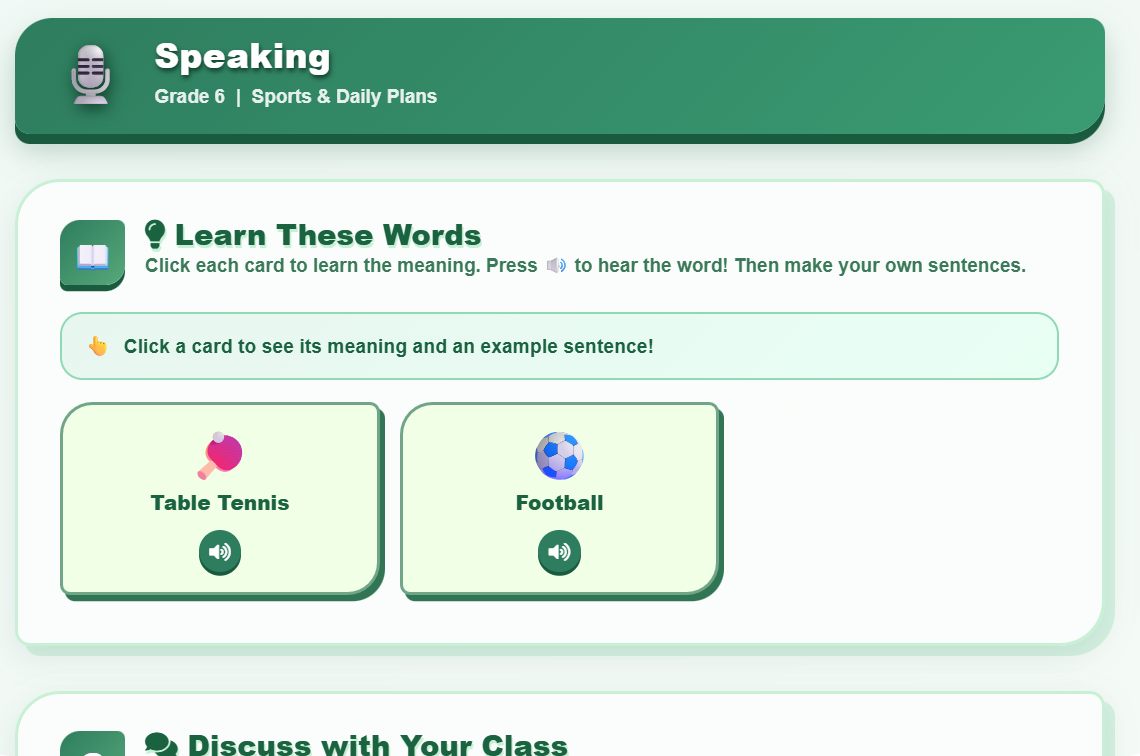 Speaking (expressing intention with reasons)