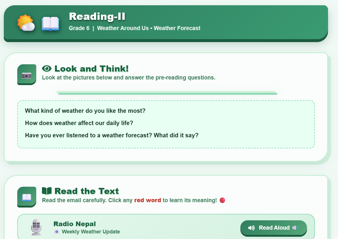 Reading II (Weather Forecast)