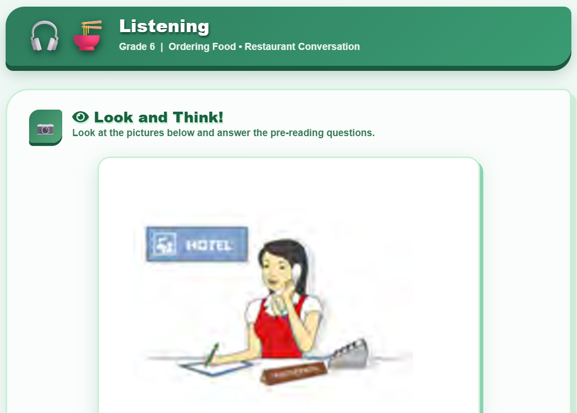 Listening (telephone conversation between the client and the receptionist of a hotel)