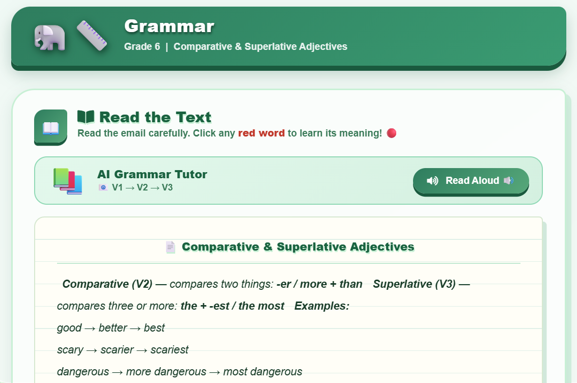 Grammar (comparative and superlative)