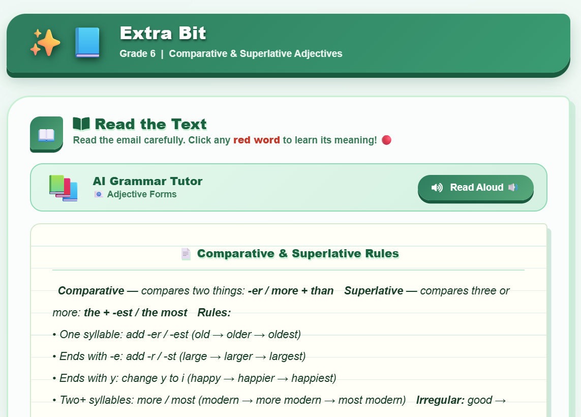 Extra bit : Adjectives