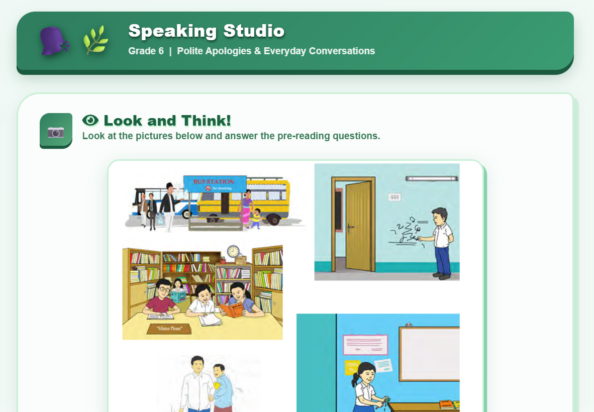 Speaking (apologising)
