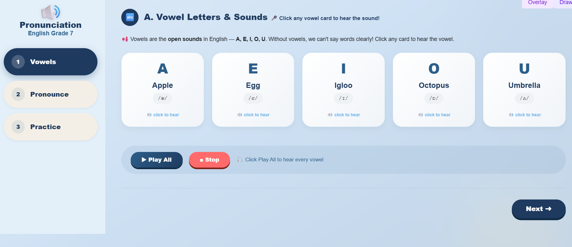 Pronunciation : vowel sounds