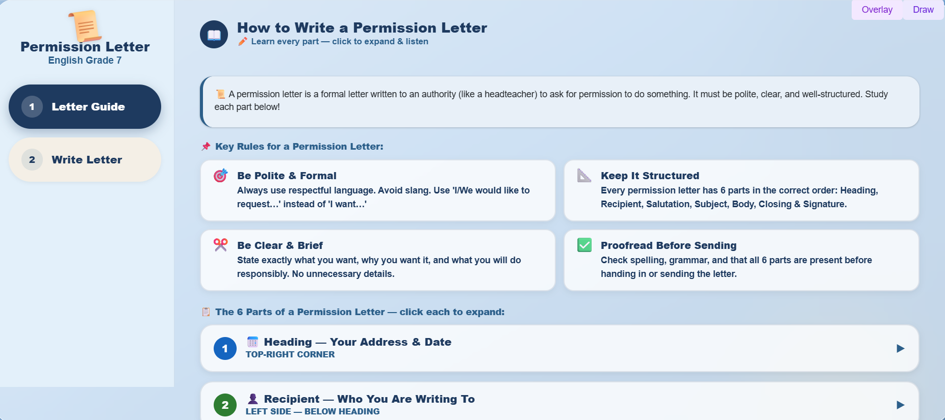 Project Work : Write a request letter to the head teacher