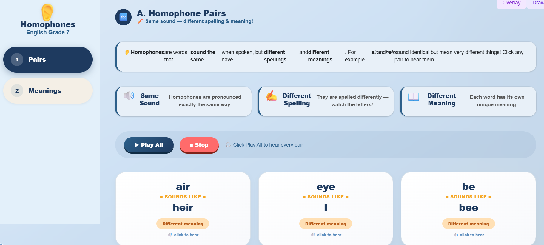 Extra Bit : Learn the homophones