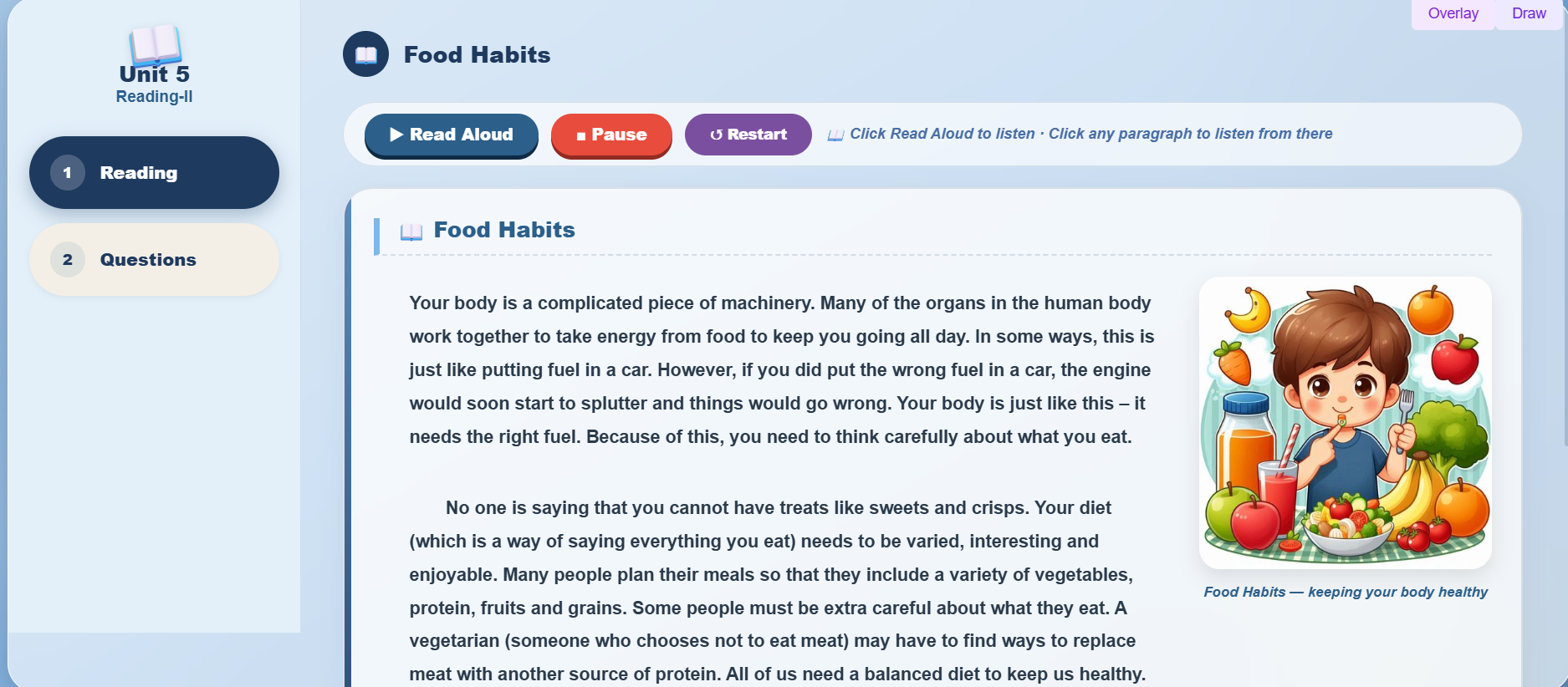 Reading II: Food Habit