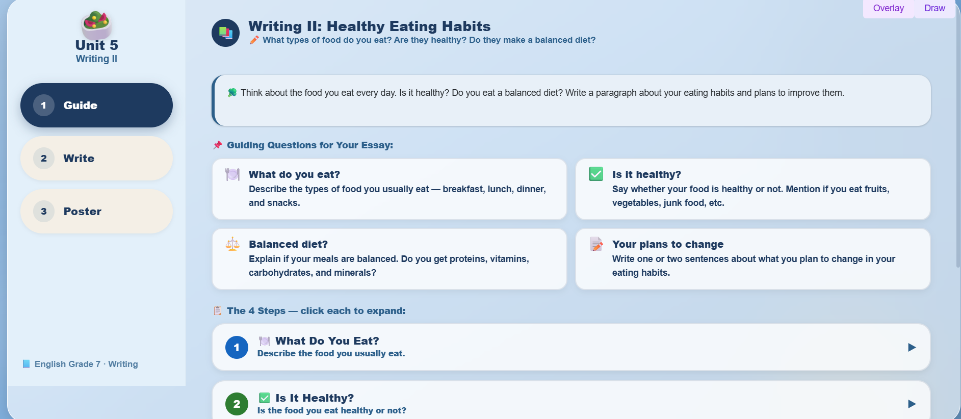 Writing II : paragraph about eating habits