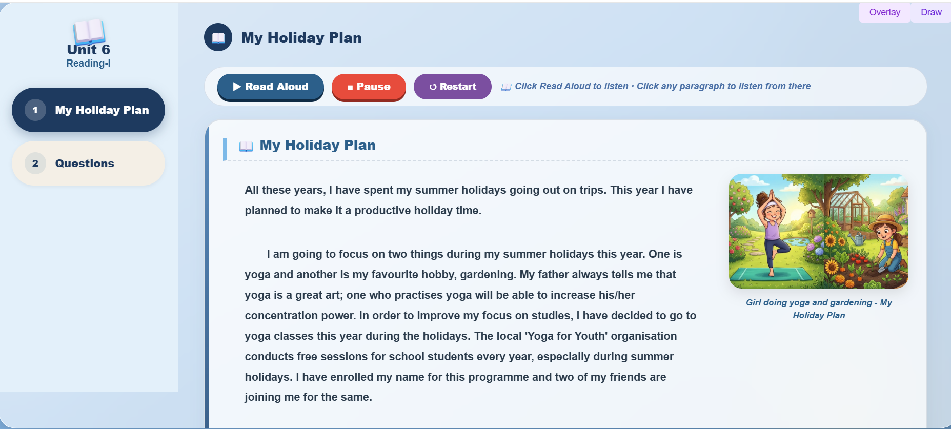 Reading I: My Holiday Plan