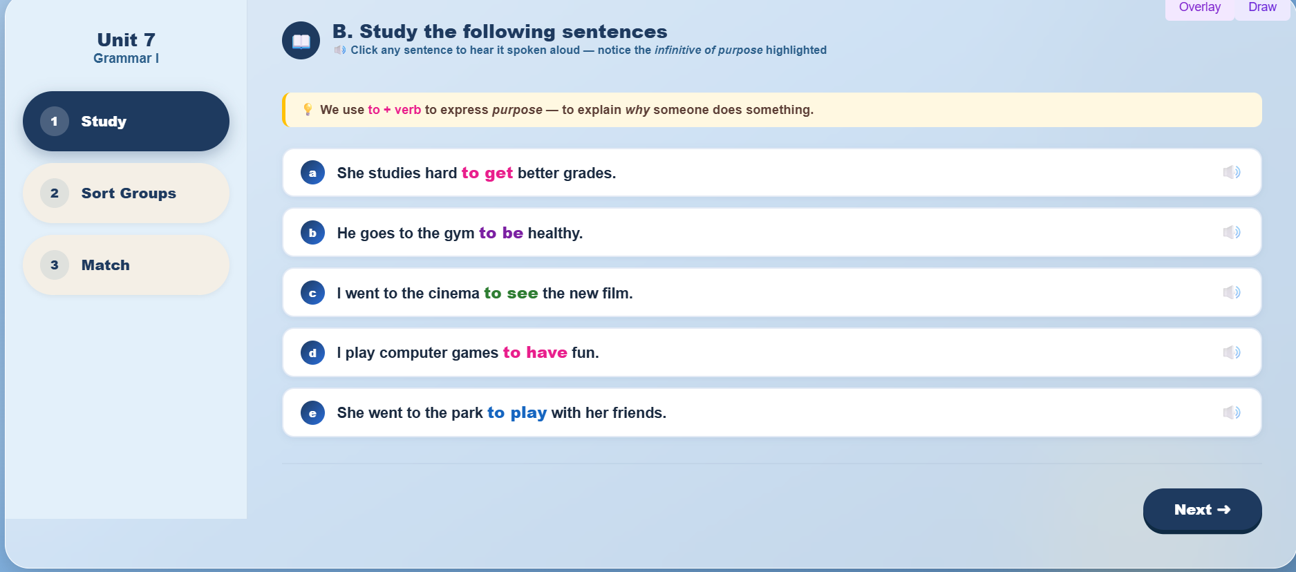 Grammar I: To Infinitive