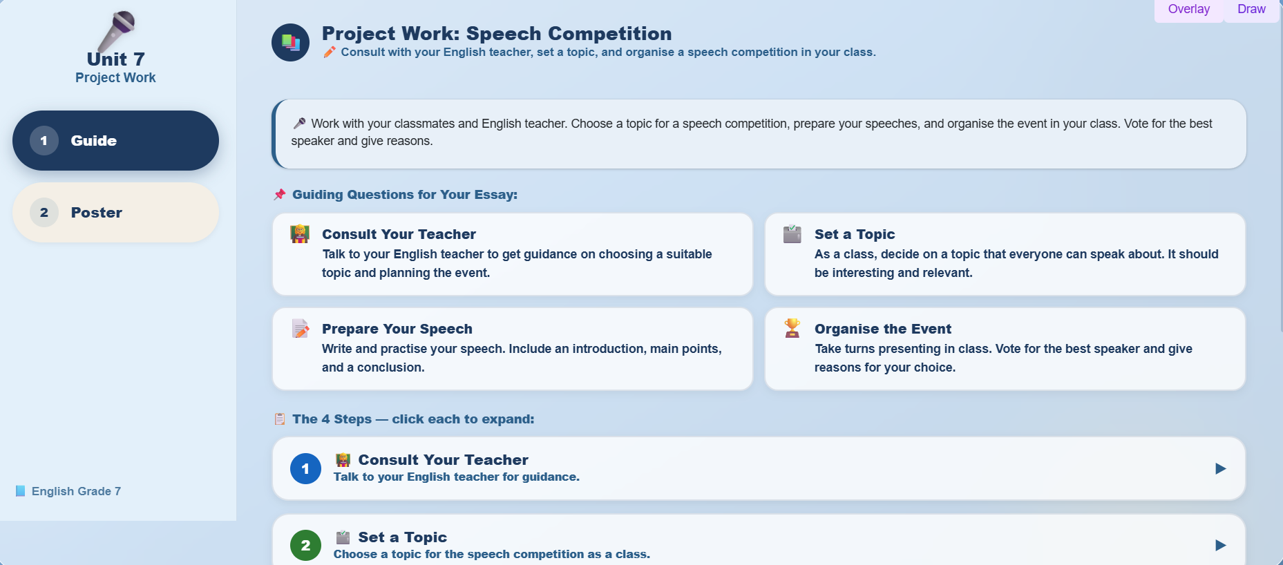 Project Work : Organize a speech competition