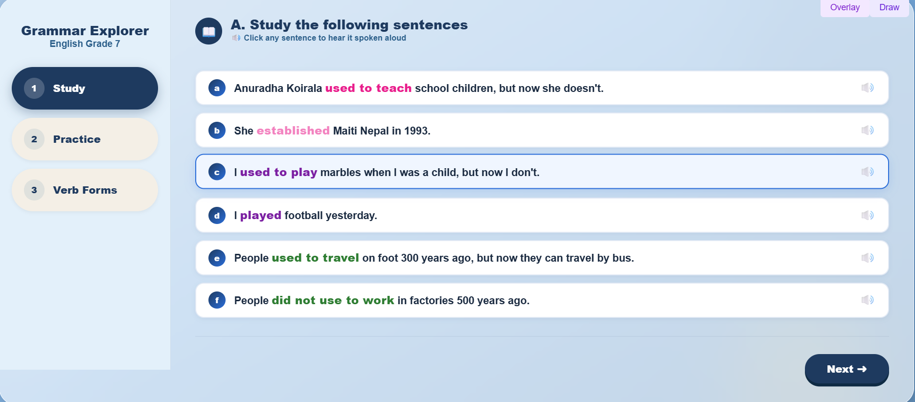 Grammar II: Simple Past Tense