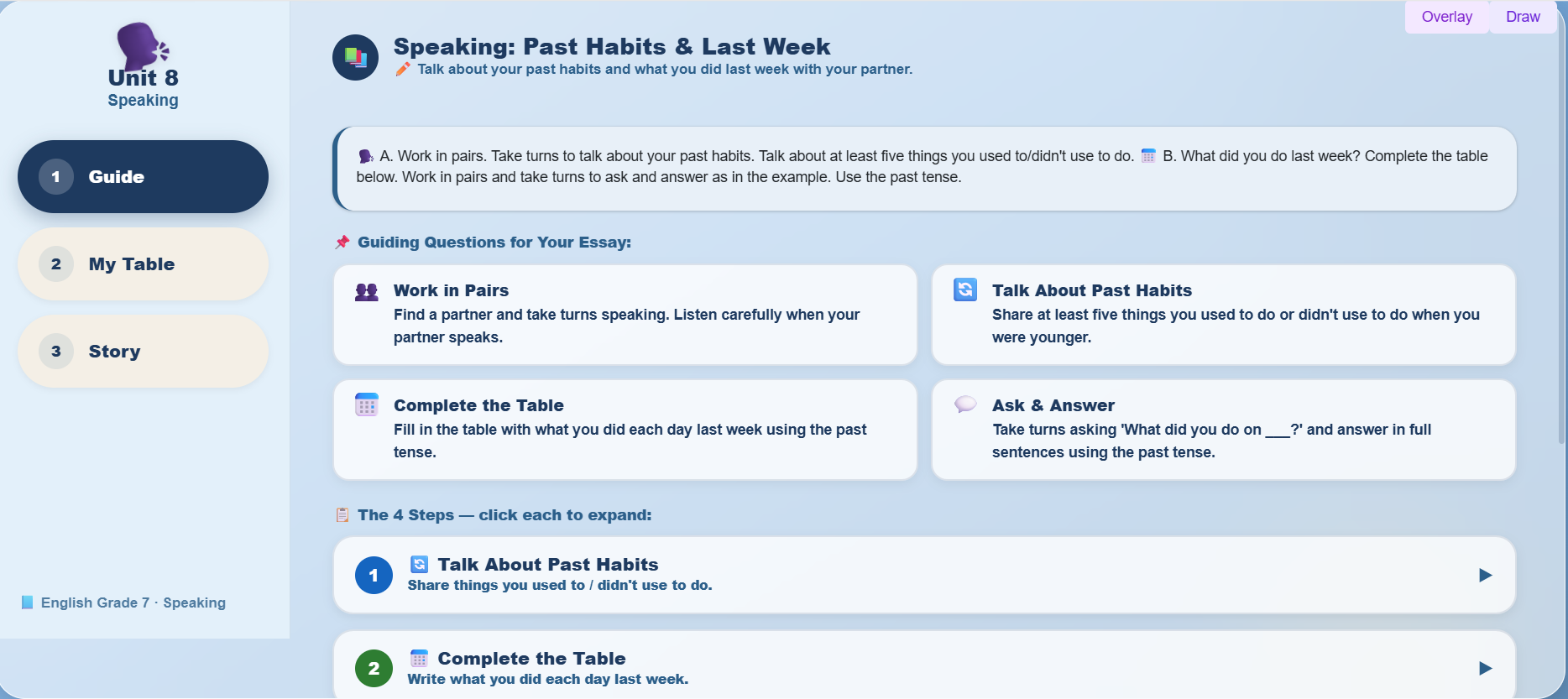 Speaking: Talking about Past