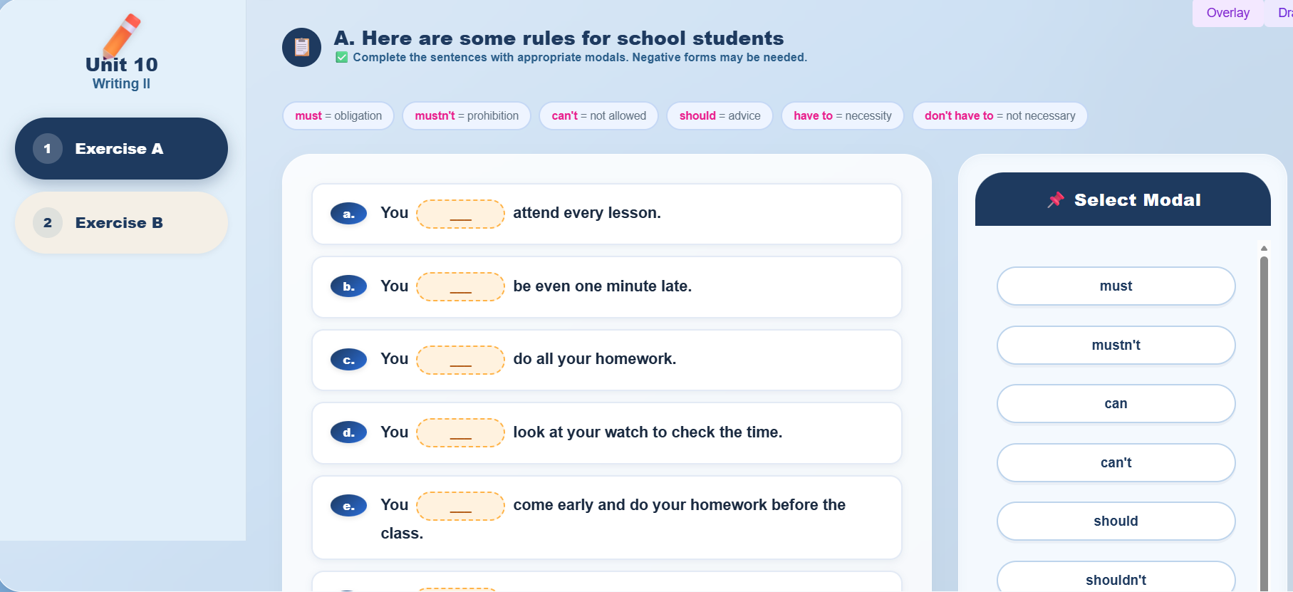 Writing II: Write a Set of Rules