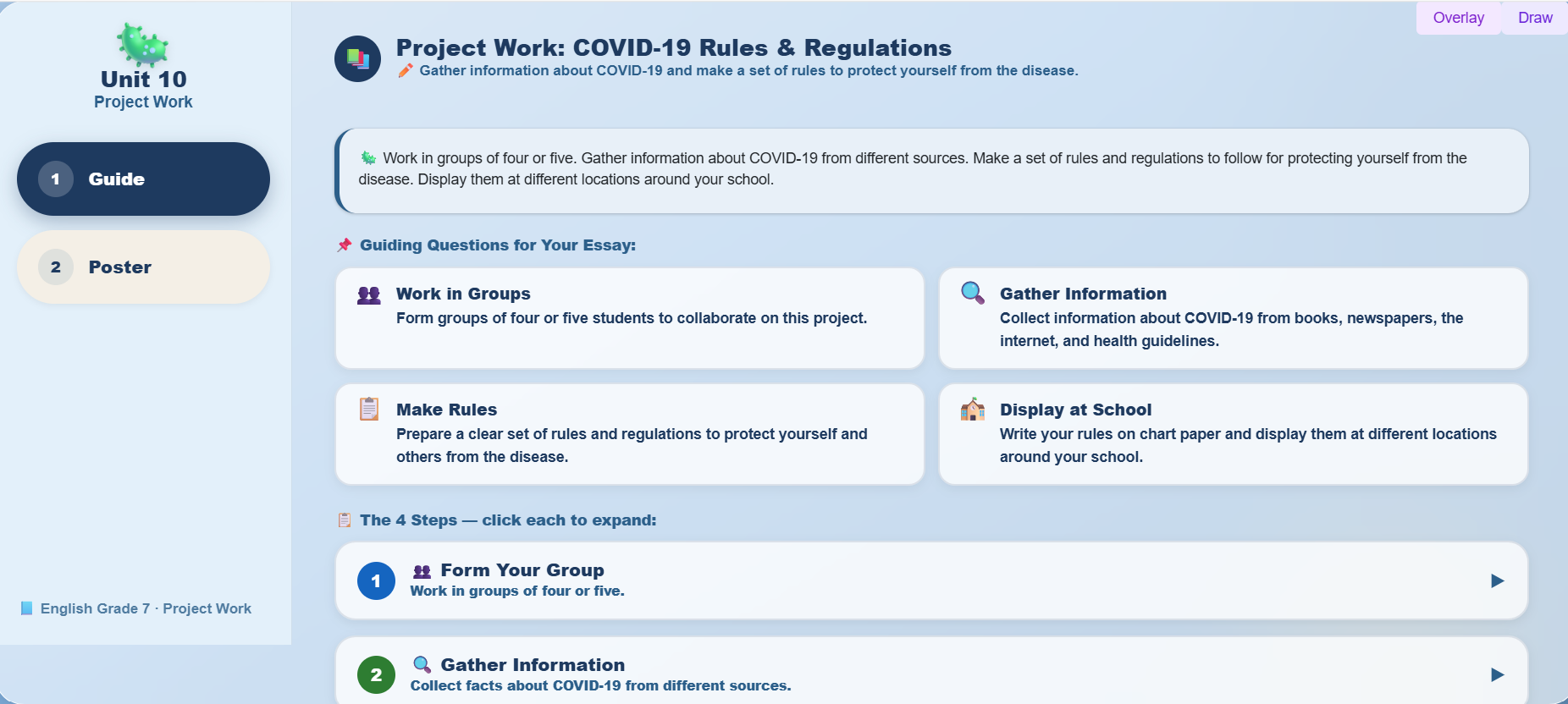 Project Work : Prepare a set of rules