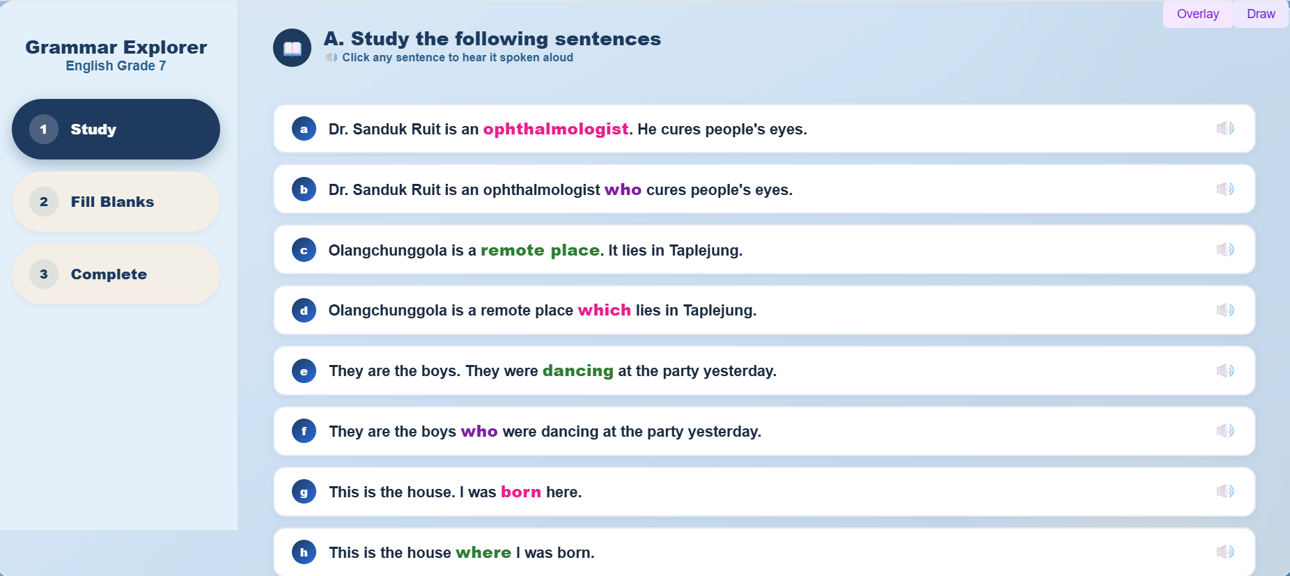 Grammar I: Relative Pronouns and Relative Clauses