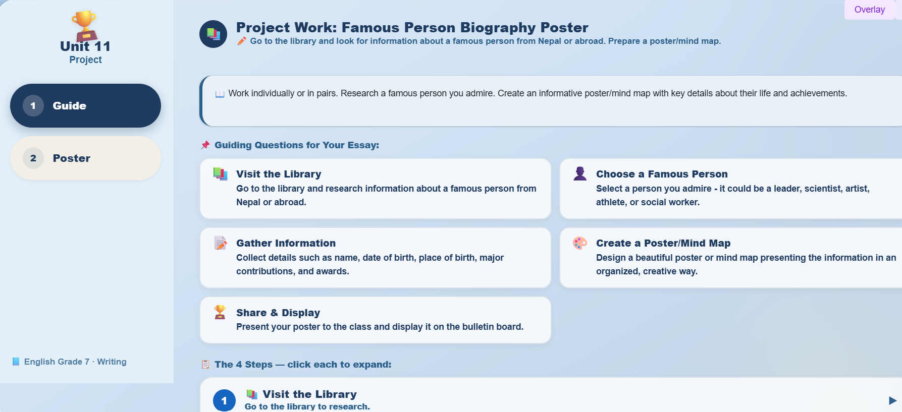 Project Work : Prepare a poster