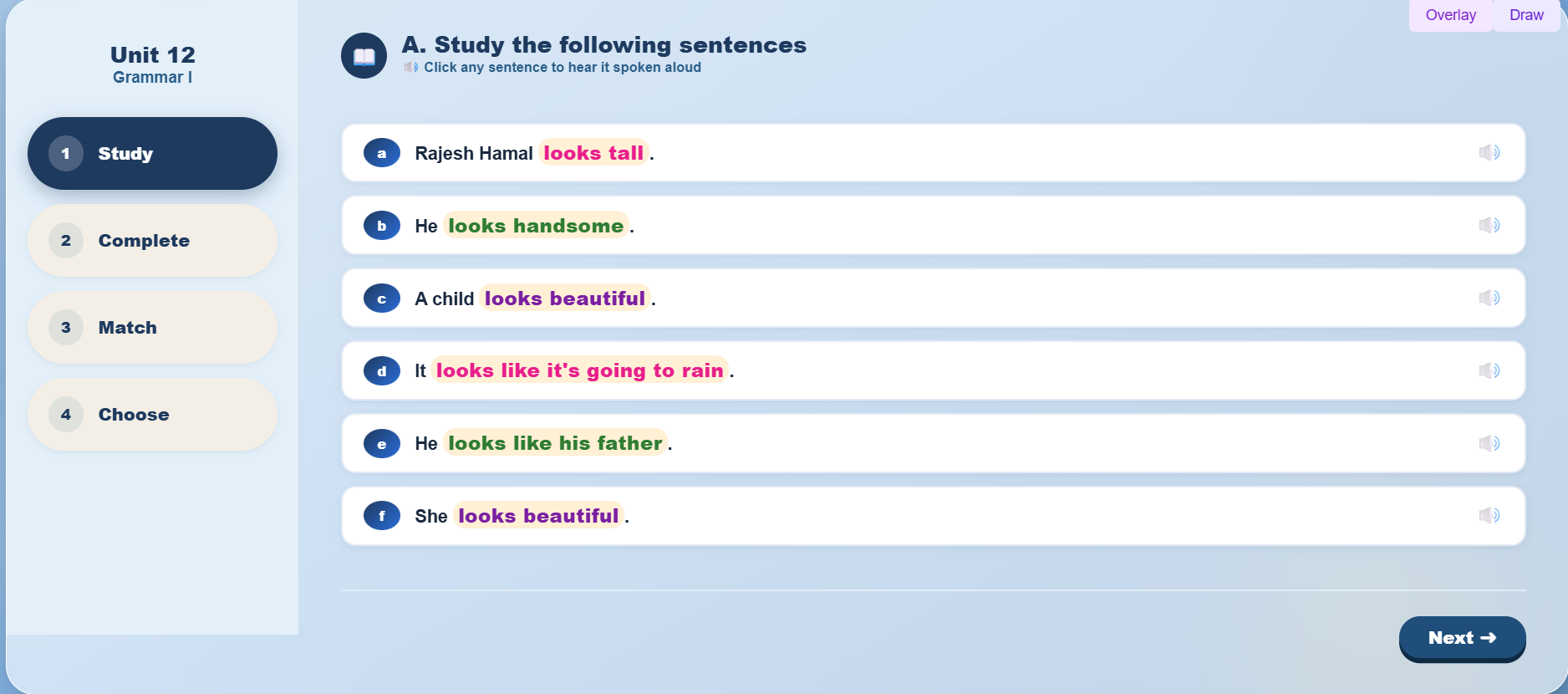 Grammar I : Use of “Look” and “Look like”